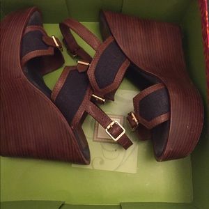 Tory Burch Florian High Wedge Almond/Navy